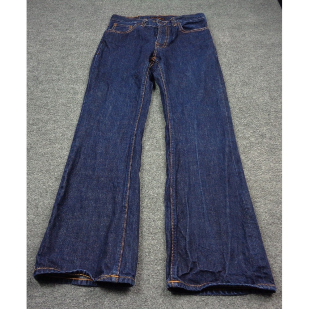 Nudie Jeans Co Mens 29X32 Flare Glenn Dark WashButton Fly Denim Jeans